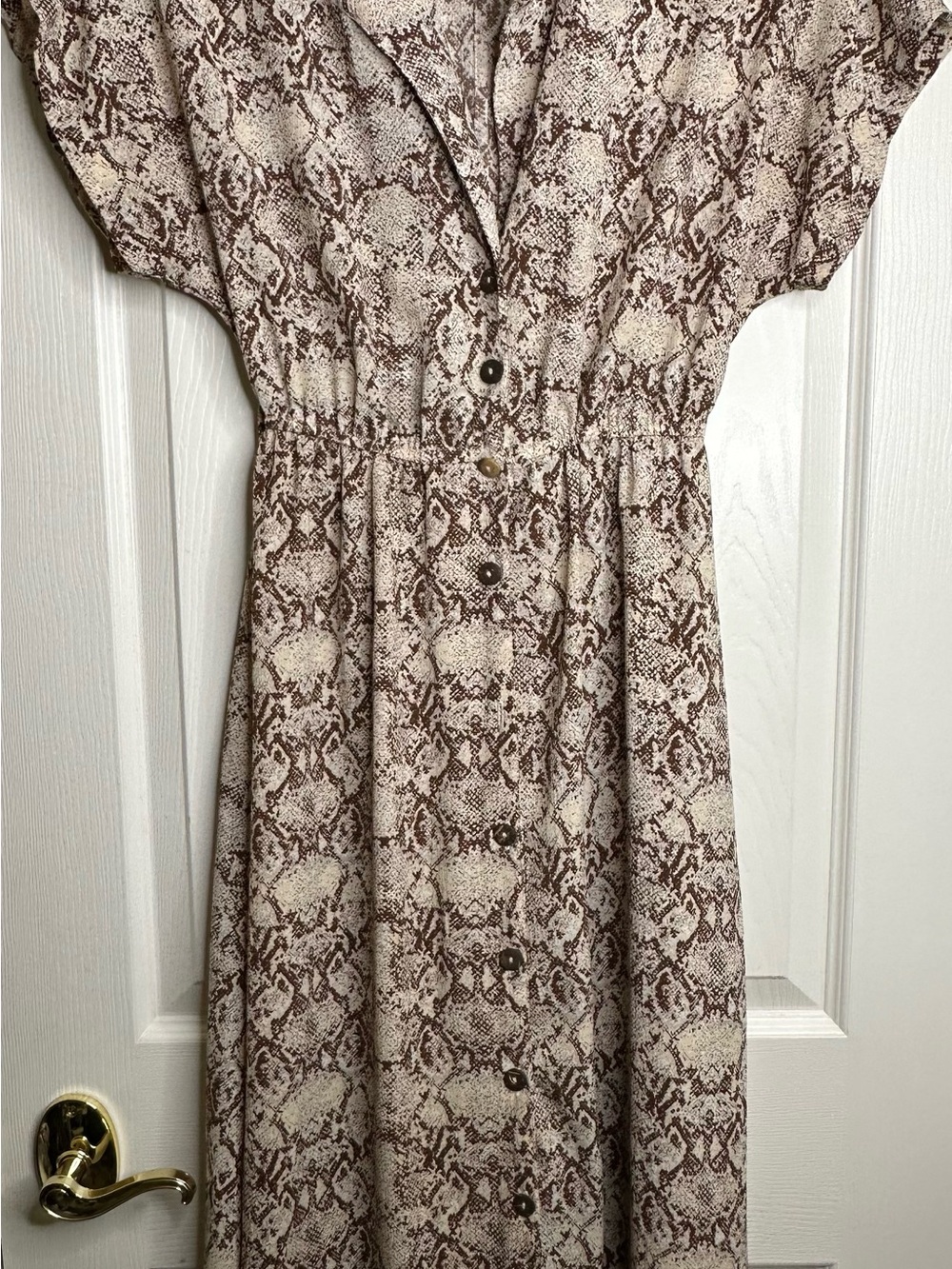Angie Cream and Brown Snake-Print Blouse